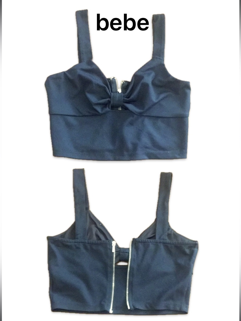 NWOT: Bebe Crop Top with Full Length Back Zipper
